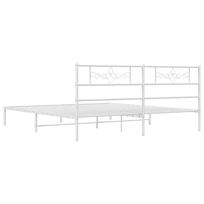 Bedframe met hoofdbord metaal wit 183x213 cm 183 x 213 cm Wit met hoofdbord