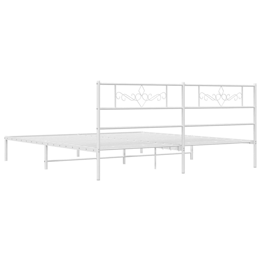 Bedframe met hoofdbord metaal wit 183x213 cm 183 x 213 cm Wit met hoofdbord