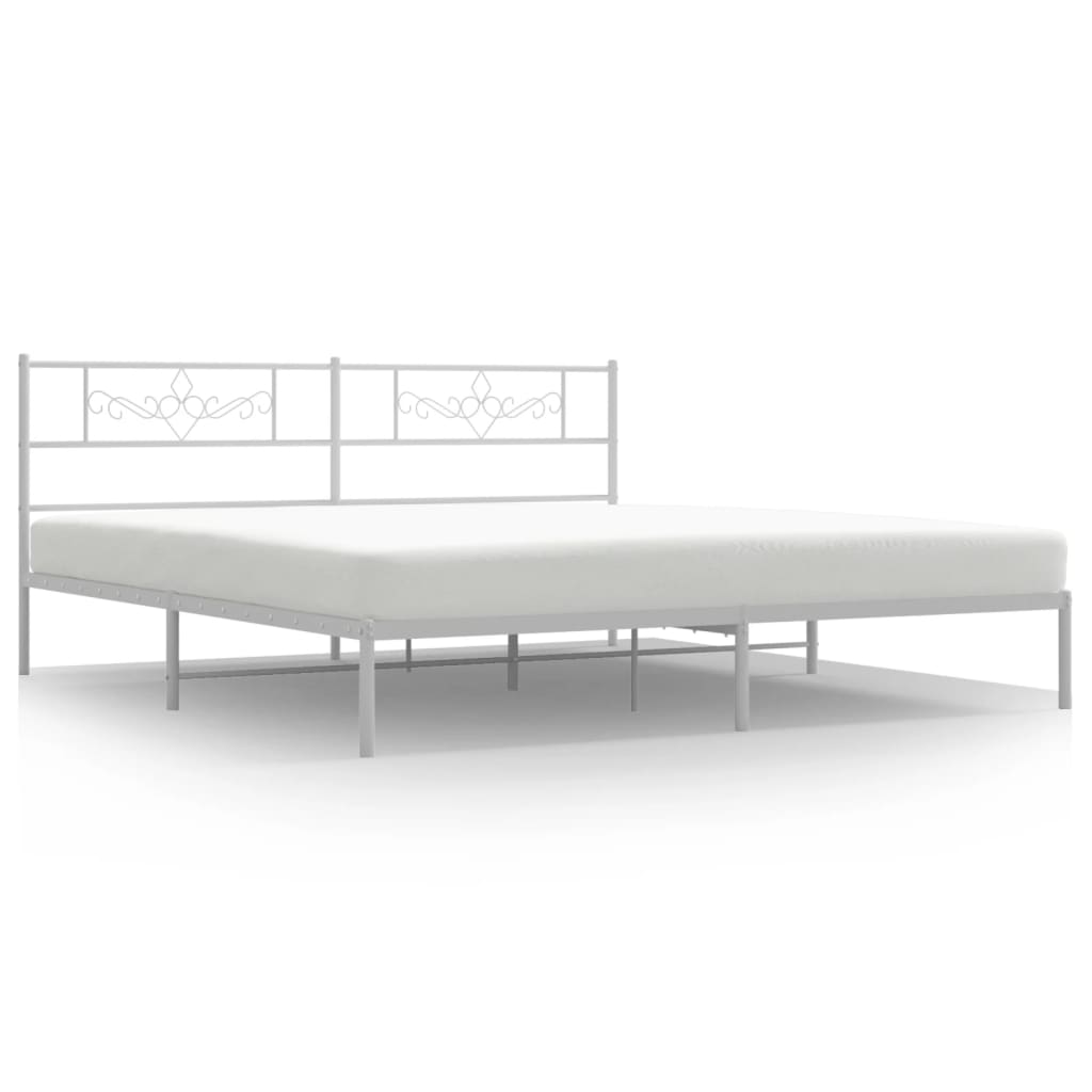 Bedframe met hoofdbord metaal wit 193x203 cm 193 x 203 cm Wit met hoofdbord