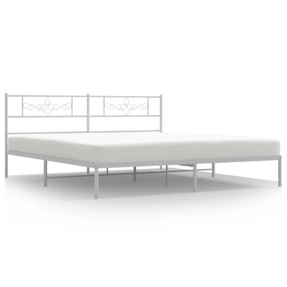 Bedframe met hoofdbord metaal wit 193x203 cm 193 x 203 cm Wit met hoofdbord