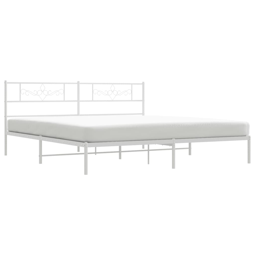 Bedframe met hoofdbord metaal wit 193x203 cm 193 x 203 cm Wit met hoofdbord