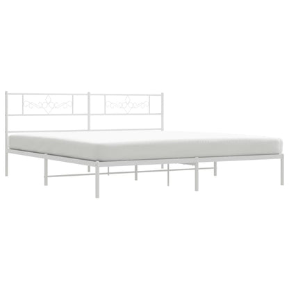 Bedframe met hoofdbord metaal wit 193x203 cm 193 x 203 cm Wit met hoofdbord