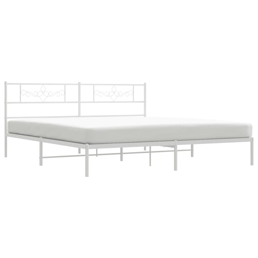 Bedframe met hoofdbord metaal wit 193x203 cm 193 x 203 cm Wit met hoofdbord