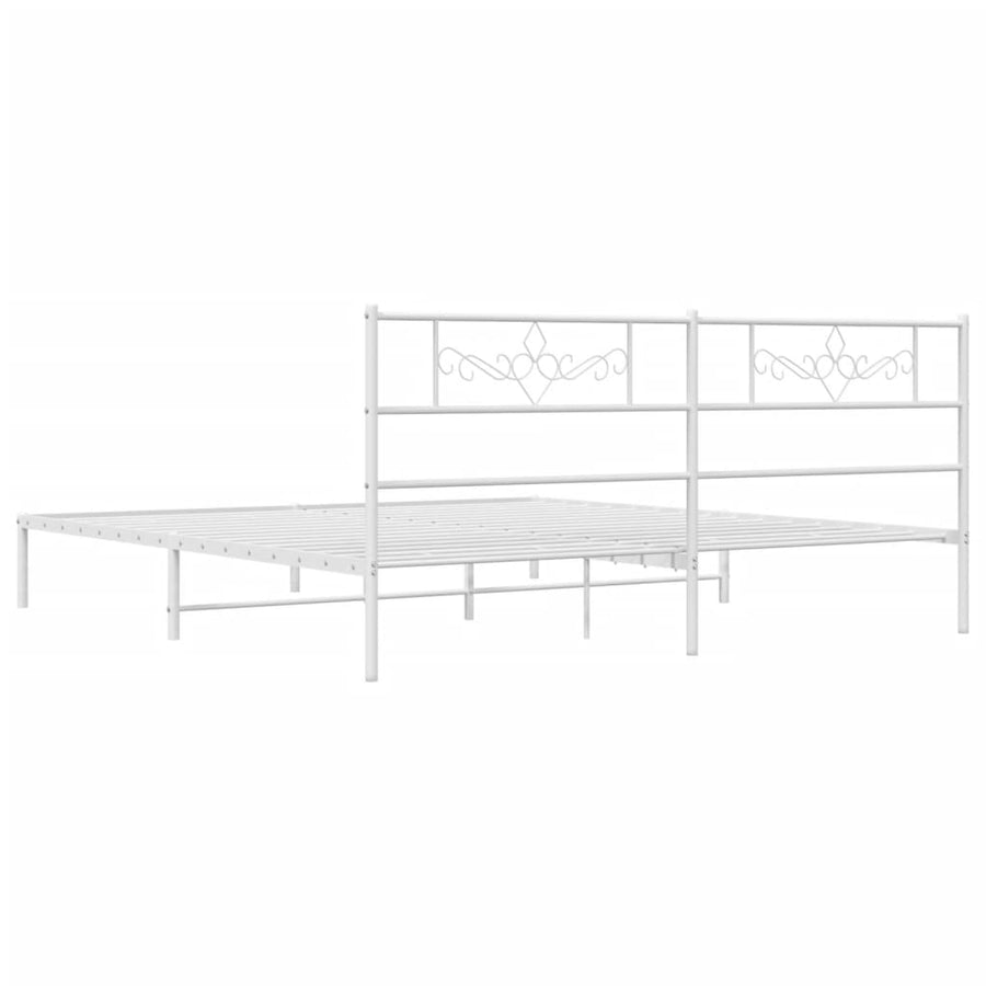 Bedframe met hoofdbord metaal wit 193x203 cm 193 x 203 cm Wit met hoofdbord