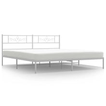 Bedframe met hoofdbord metaal wit 200x200 cm 200 x 200 cm Wit met hoofdbord