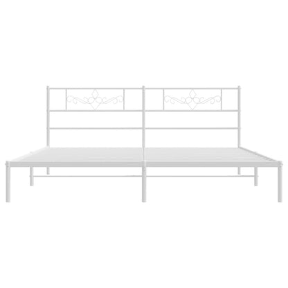 Bedframe met hoofdbord metaal wit 200x200 cm 200 x 200 cm Wit met hoofdbord