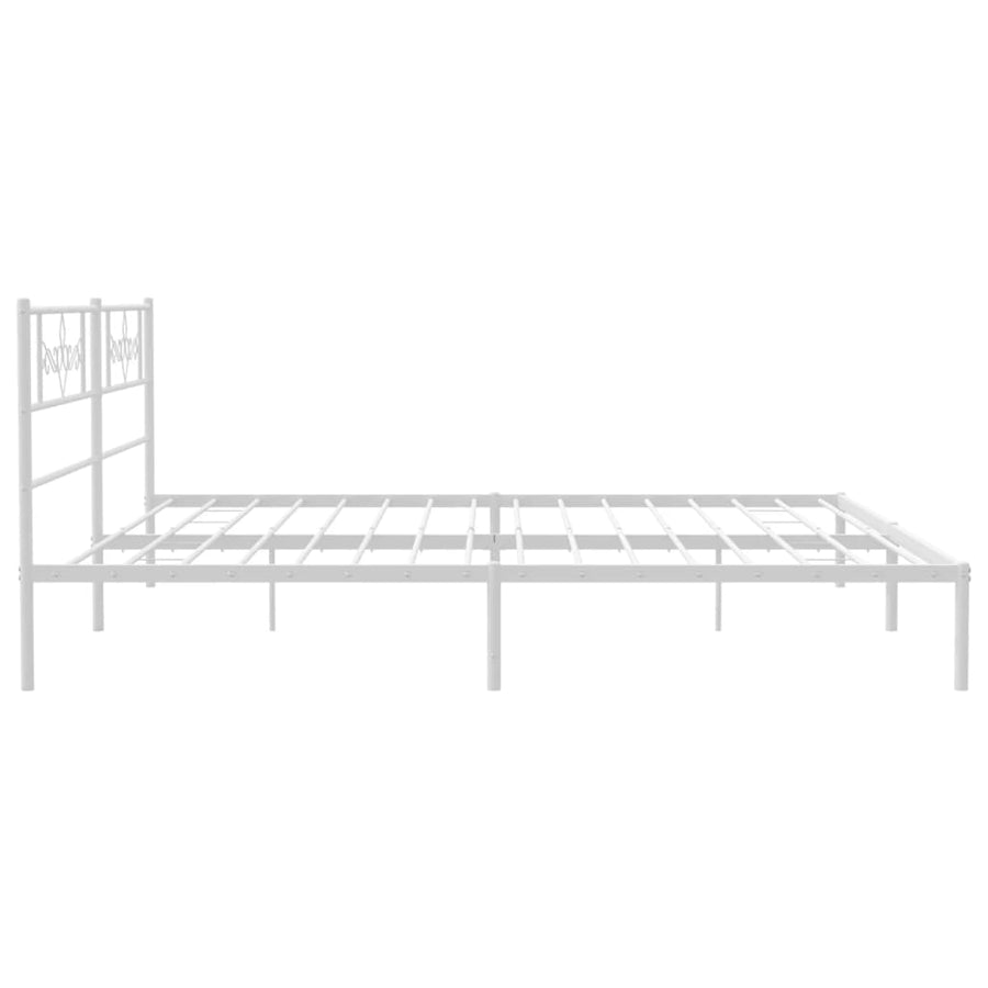 Bedframe met hoofdbord metaal wit 200x200 cm 200 x 200 cm Wit met hoofdbord