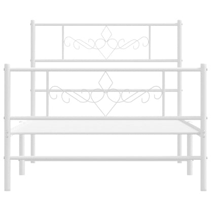 Bedframe met hoofd- en voeteneinde metaal wit 75x190 cm 75 x 190 cm Wit met hoofdbord & voetbord