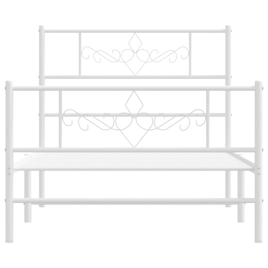 Bedframe met hoofd- en voeteneinde metaal wit 75x190 cm 75 x 190 cm Wit met hoofdbord & voetbord