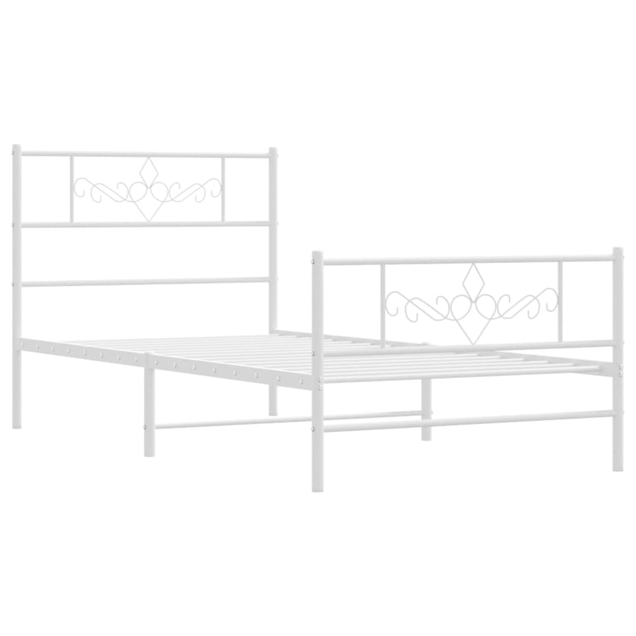 Bedframe met hoofd- en voeteneinde metaal wit 75x190 cm 75 x 190 cm Wit met hoofdbord & voetbord