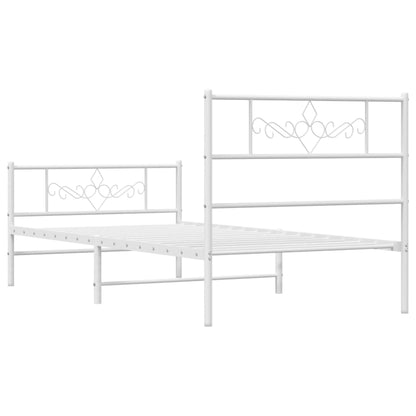 Bedframe met hoofd- en voeteneinde metaal wit 75x190 cm 75 x 190 cm Wit met hoofdbord & voetbord