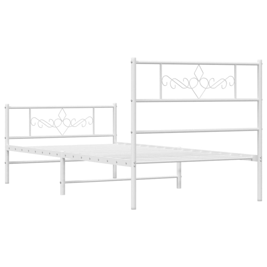 Bedframe met hoofd- en voeteneinde metaal wit 75x190 cm 75 x 190 cm Wit met hoofdbord & voetbord