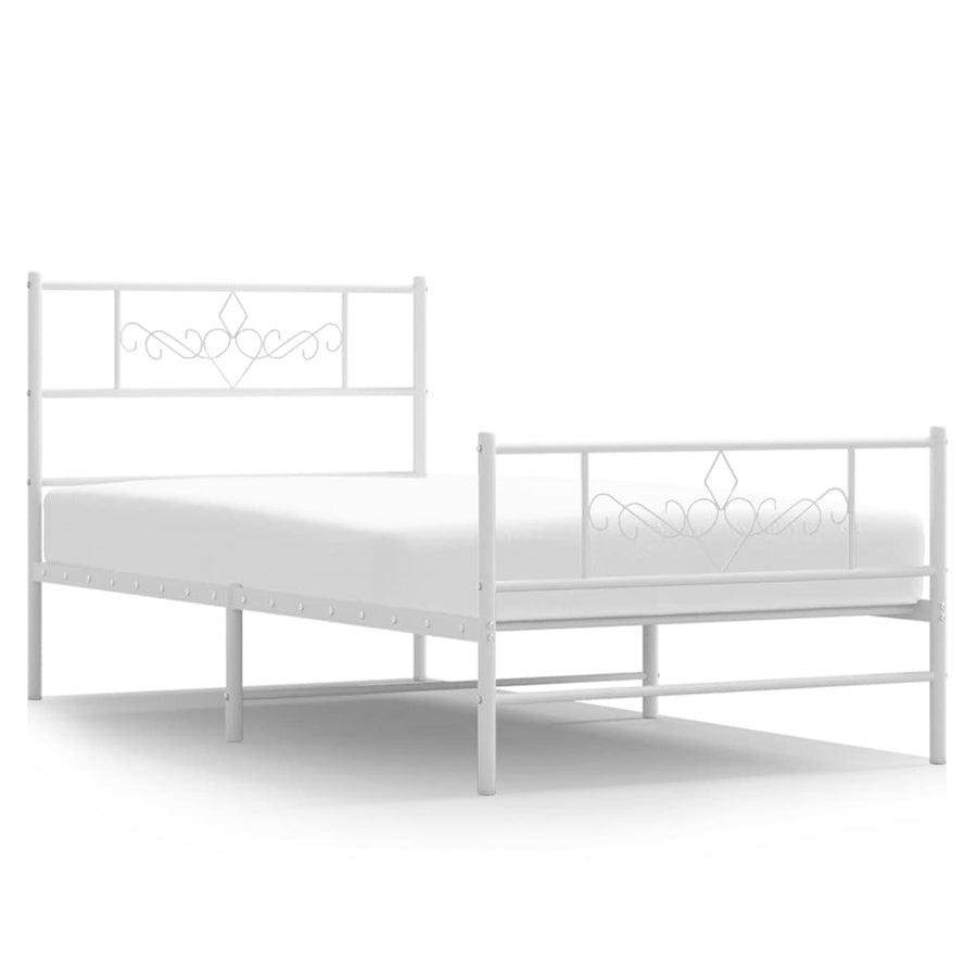 Bedframe met hoofd- en voeteneinde metaal wit 100x200 cm