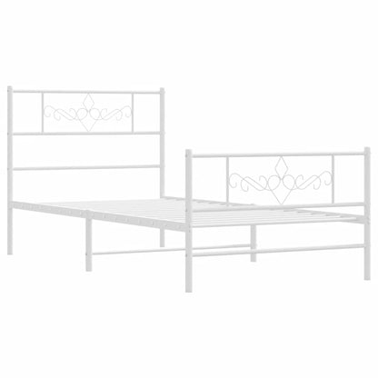 Bedframe met hoofd- en voeteneinde metaal wit 100x200 cm