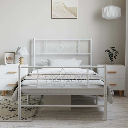 Bedframe met hoofd- en voeteneinde metaal wit 100x200 cm