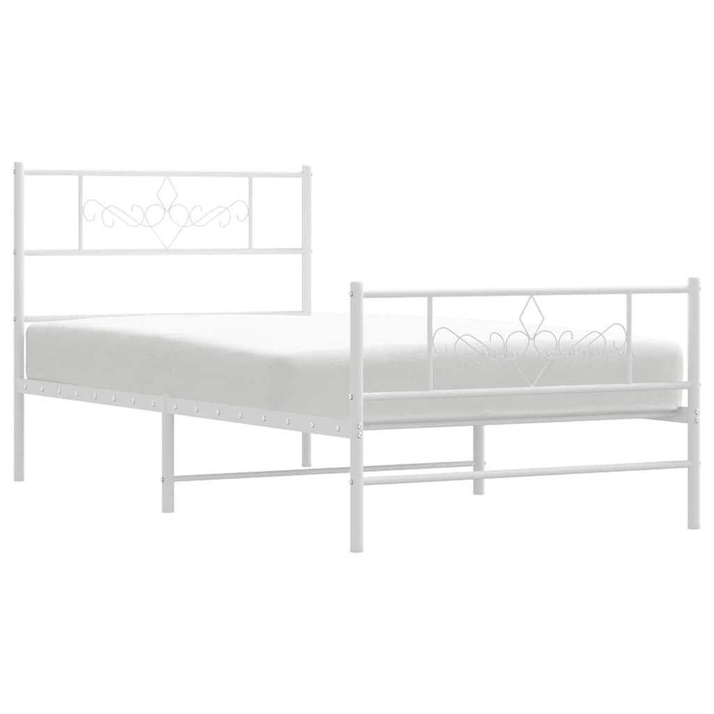 Bedframe met hoofd- en voeteneinde metaal wit 100x200 cm
