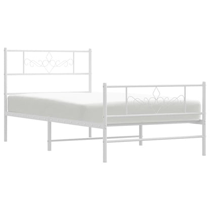 Bedframe met hoofd- en voeteneinde metaal wit 100x200 cm