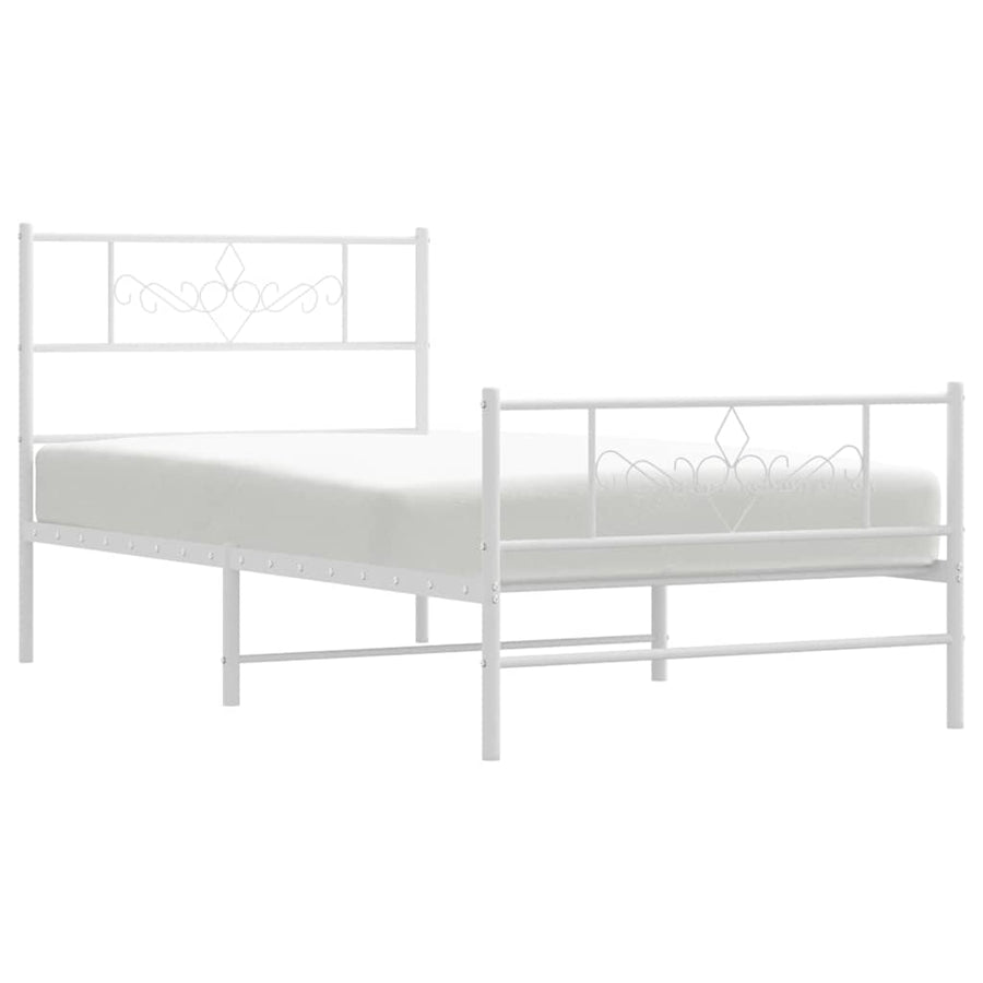 Bedframe met hoofd- en voeteneinde metaal wit 100x200 cm