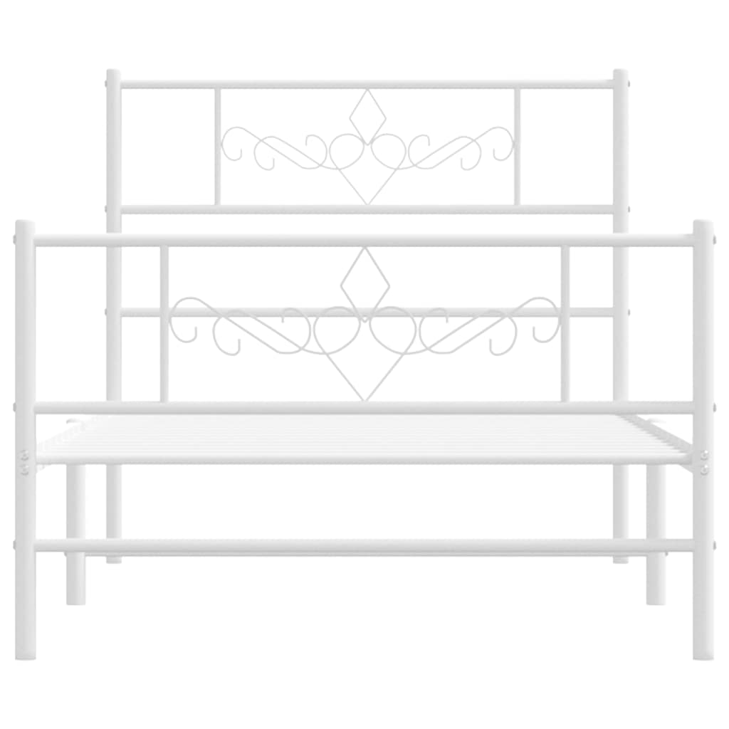 Bedframe met hoofd- en voeteneinde metaal wit 100x200 cm