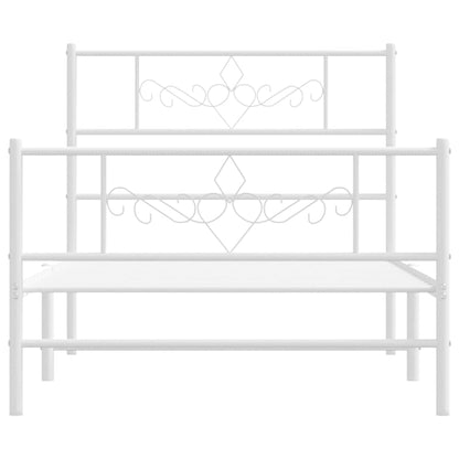 Bedframe met hoofd- en voeteneinde metaal wit 100x200 cm