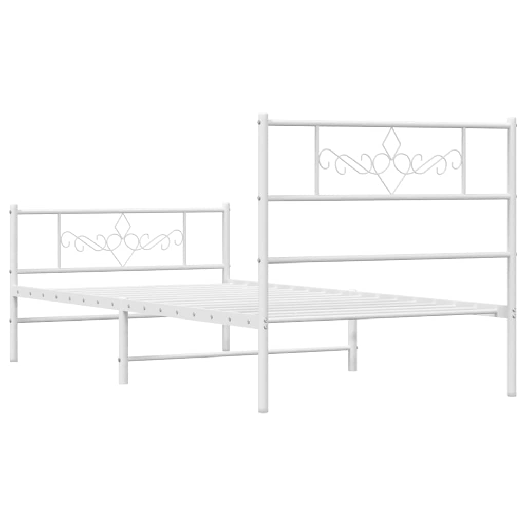 Bedframe met hoofd- en voeteneinde metaal wit 100x200 cm
