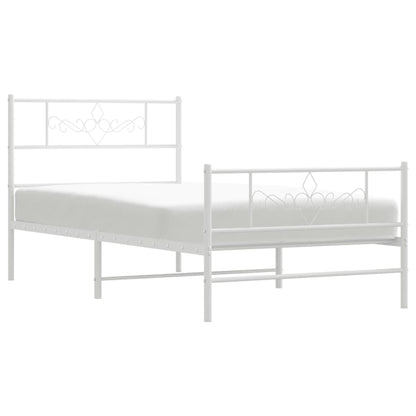 Bedframe met hoofd- en voeteneinde metaal wit 107x203 cm 107 x 203 cm Wit met hoofdbord & voetbord