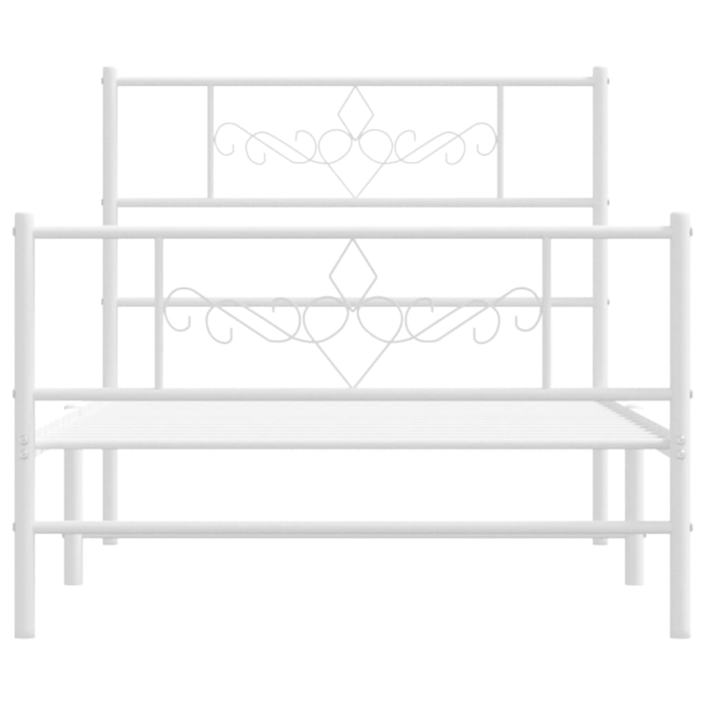 Bedframe met hoofd- en voeteneinde metaal wit 107x203 cm 107 x 203 cm Wit met hoofdbord & voetbord
