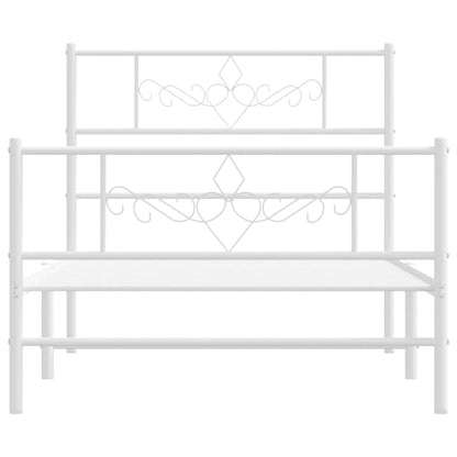Bedframe met hoofd- en voeteneinde metaal wit 107x203 cm 107 x 203 cm Wit met hoofdbord & voetbord