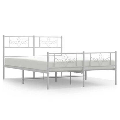 Bedframe met hoofd- en voeteneinde metaal wit 120 x 190 cm Wit met hoofdbord & voetbord