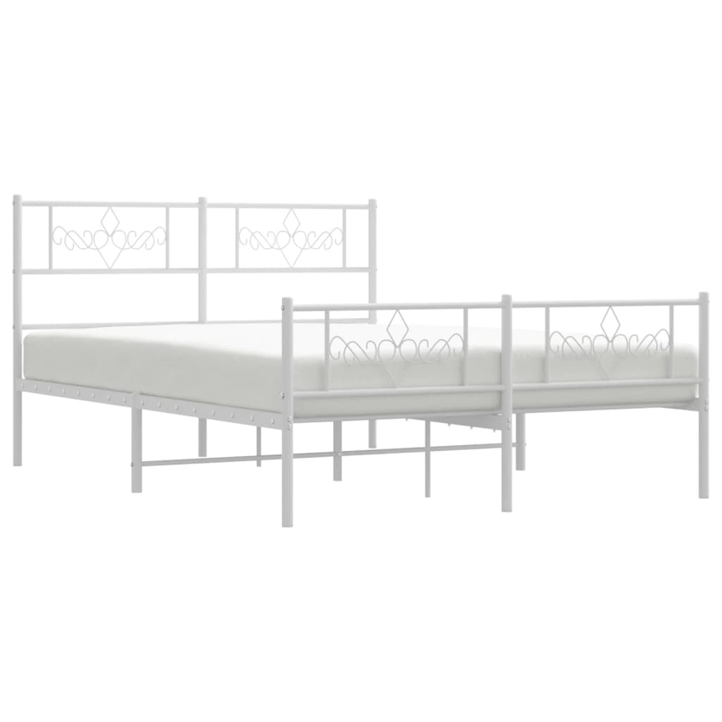 Bedframe met hoofd- en voeteneinde metaal wit 120 x 190 cm Wit met hoofdbord & voetbord