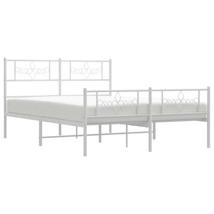 Bedframe met hoofd- en voeteneinde metaal wit 120 x 190 cm Wit met hoofdbord & voetbord