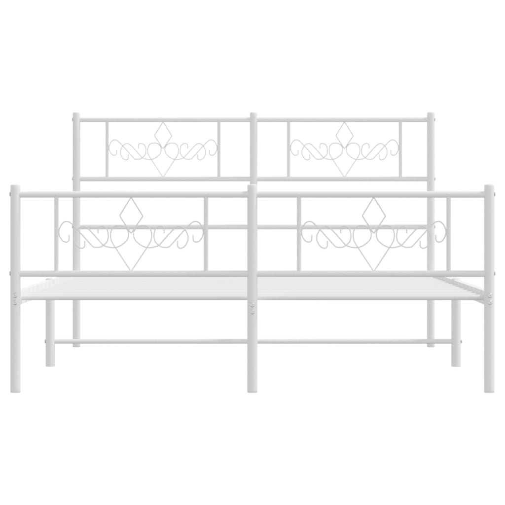 Bedframe met hoofd- en voeteneinde metaal wit 120 x 190 cm Wit met hoofdbord & voetbord