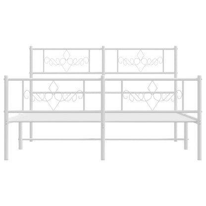 Bedframe met hoofd- en voeteneinde metaal wit 120 x 190 cm Wit met hoofdbord & voetbord