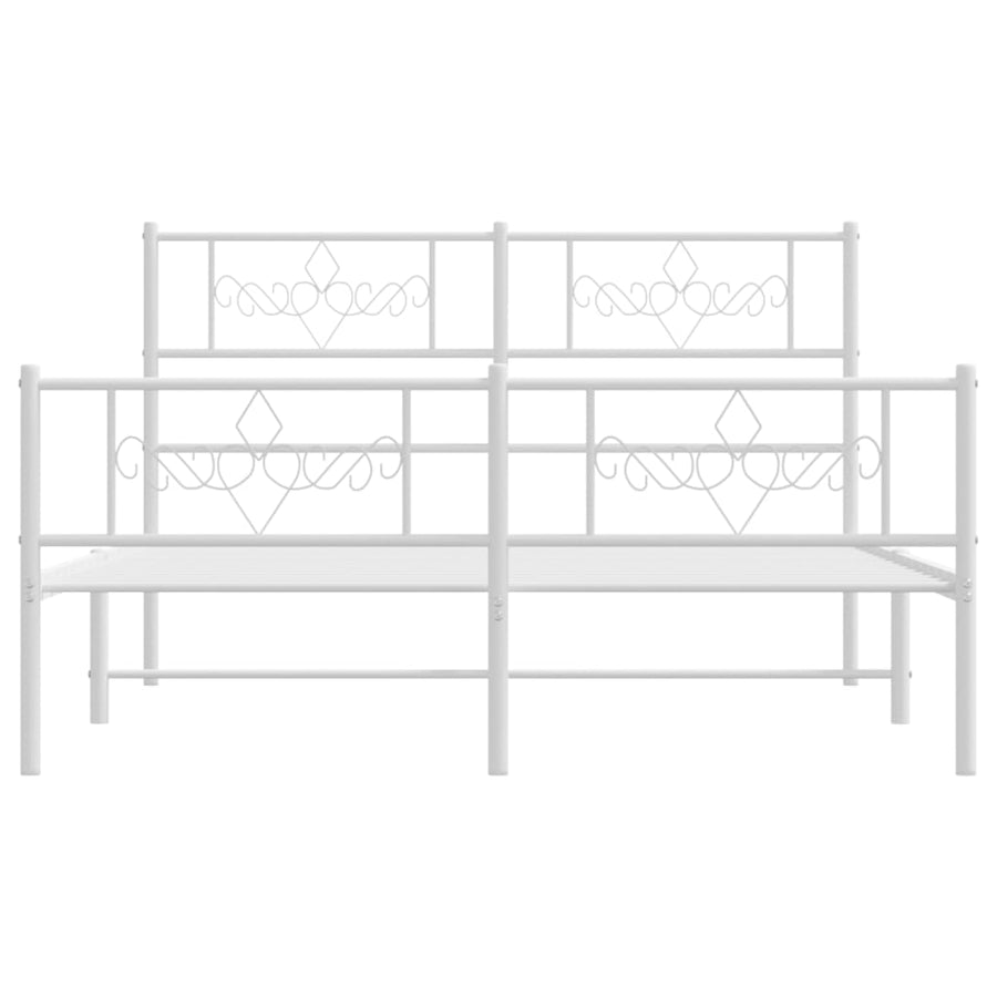 Bedframe met hoofd- en voeteneinde metaal wit 120 x 190 cm Wit met hoofdbord & voetbord