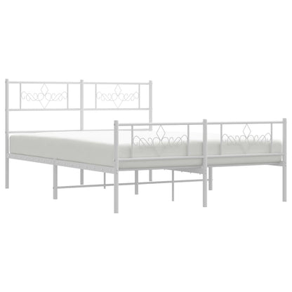 Bedframe met hoofd- en voeteneinde metaal wit 120x200 cm 120 x 200 cm Wit met hoofdbord & voetbord