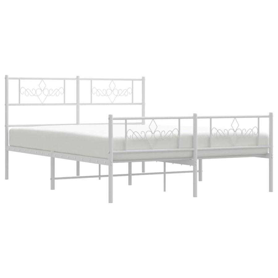 Bedframe met hoofd- en voeteneinde metaal wit 120x200 cm 120 x 200 cm Wit met hoofdbord & voetbord