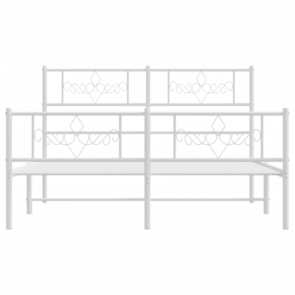 Bedframe met hoofd- en voeteneinde metaal wit 120x200 cm 120 x 200 cm Wit met hoofdbord & voetbord