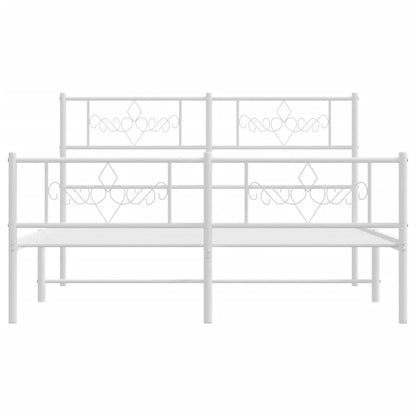 Bedframe met hoofd- en voeteneinde metaal wit 120x200 cm 120 x 200 cm Wit met hoofdbord & voetbord