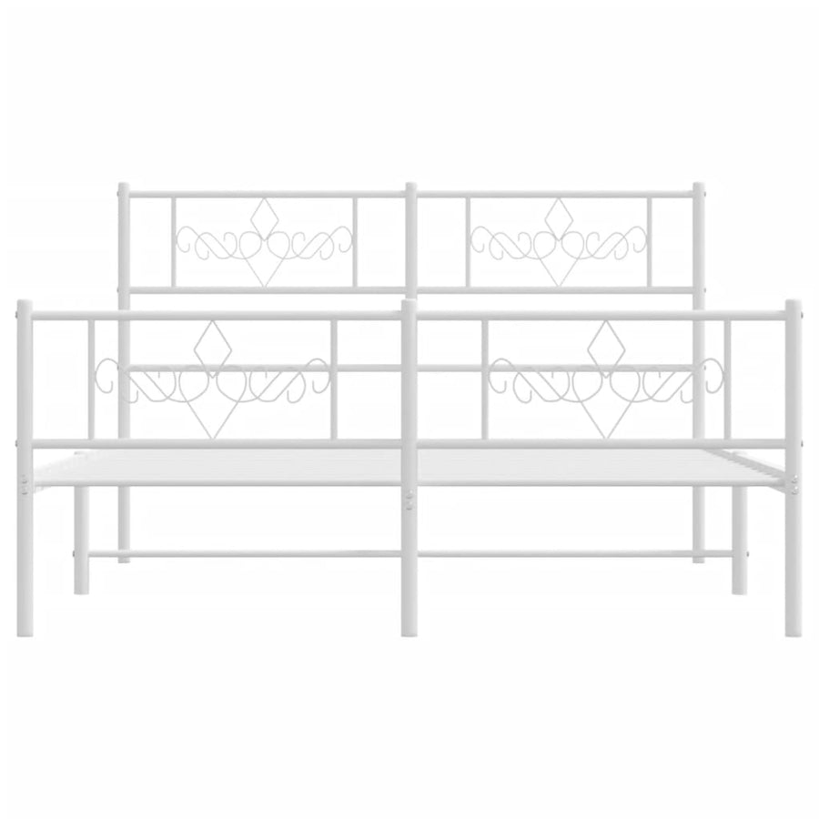 Bedframe met hoofd- en voeteneinde metaal wit 120x200 cm 120 x 200 cm Wit met hoofdbord & voetbord