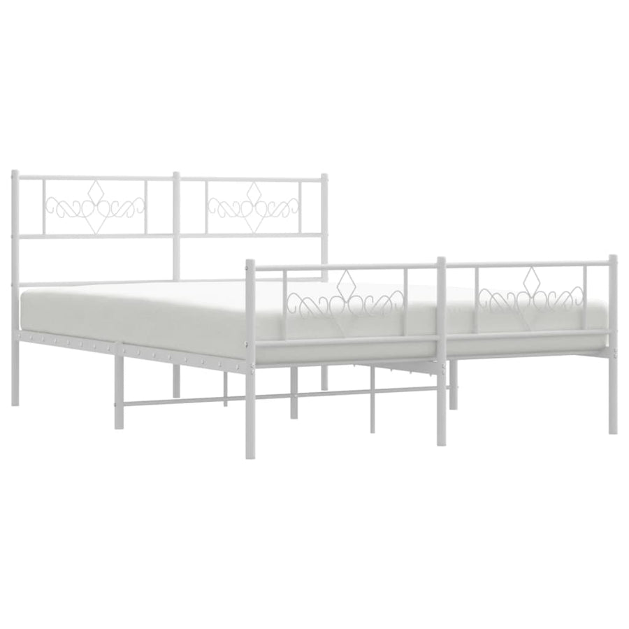 Bedframe met hoofd- en voeteneinde metaal wit 135x190 cm 135 x 190 cm Wit met hoofdbord & voetbord