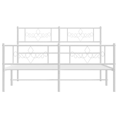 Bedframe met hoofd- en voeteneinde metaal wit 135x190 cm 135 x 190 cm Wit met hoofdbord & voetbord