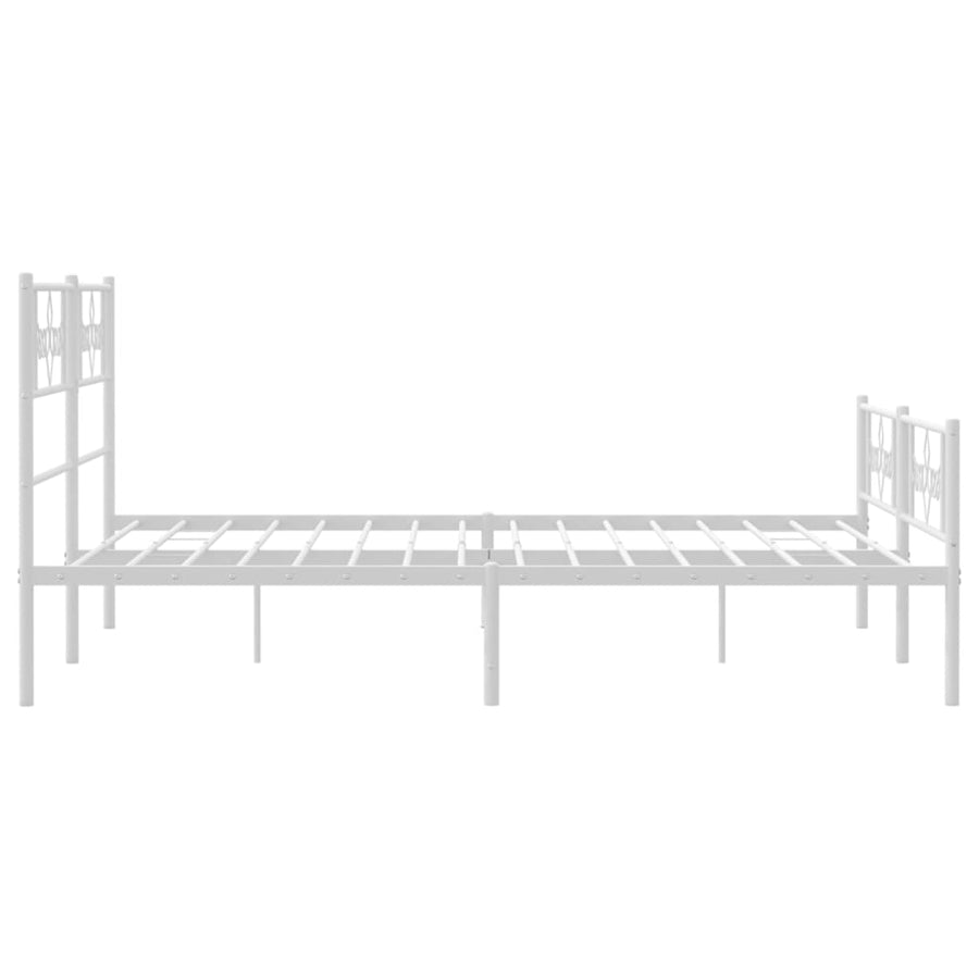 Bedframe met hoofd- en voeteneinde metaal wit 135x190 cm 135 x 190 cm Wit met hoofdbord & voetbord