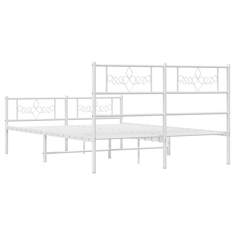 Bedframe met hoofd- en voeteneinde metaal wit 135x190 cm 135 x 190 cm Wit met hoofdbord & voetbord