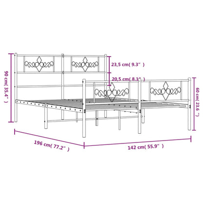 Bedframe met hoofd- en voeteneinde metaal wit 135x190 cm 135 x 190 cm Wit met hoofdbord & voetbord