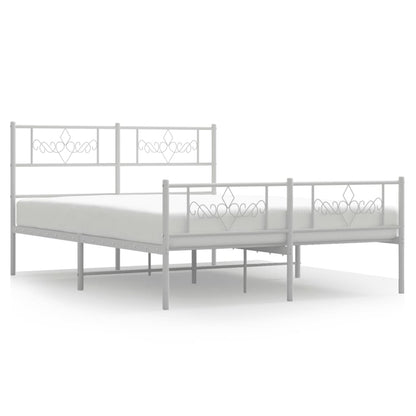 Bedframe met hoofd- en voeteneinde metaal wit 140x190 cm 140 x 190 cm Wit