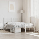 White metal bed frame with headboard and footboard 140x190 cm