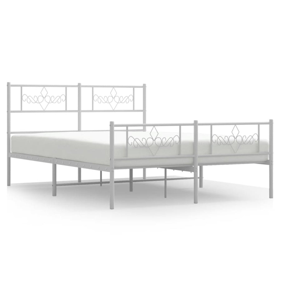 Bedframe met hoofd- en voeteneinde metaal wit 140x200 cm 140 x 200 cm Wit