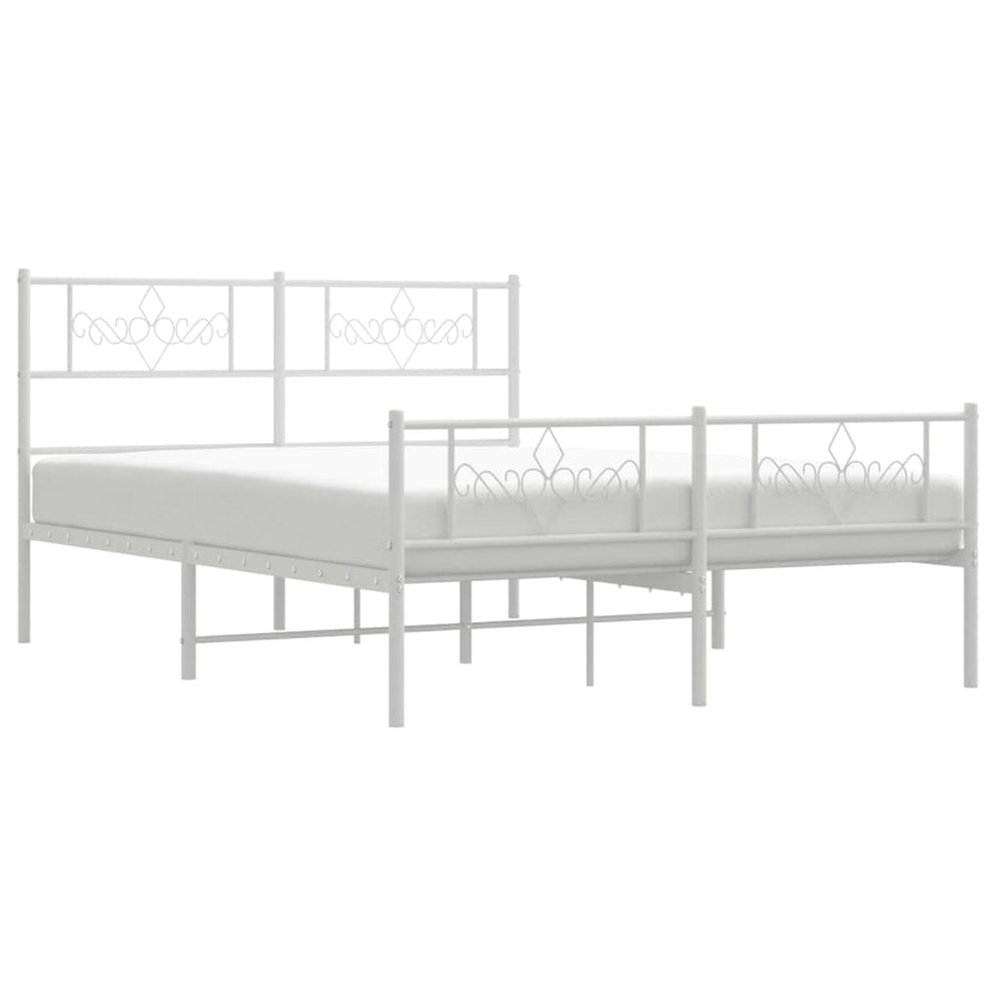 Bedframe met hoofd- en voeteneinde metaal wit 140x200 cm 140 x 200 cm Wit