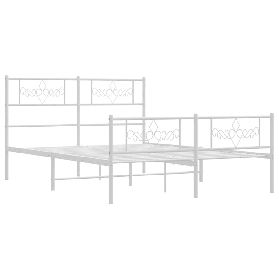 Bedframe met hoofd- en voeteneinde metaal wit 140x200 cm 140 x 200 cm Wit