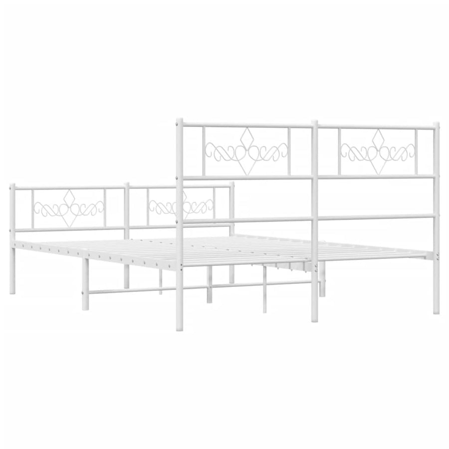 Bedframe met hoofd- en voeteneinde metaal wit 140x200 cm 140 x 200 cm Wit